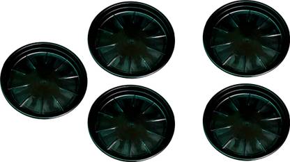 Ridge Point 5" Plastic Pot Tray in Black |Organization & Drainage Solution for Planters Plant Container Set