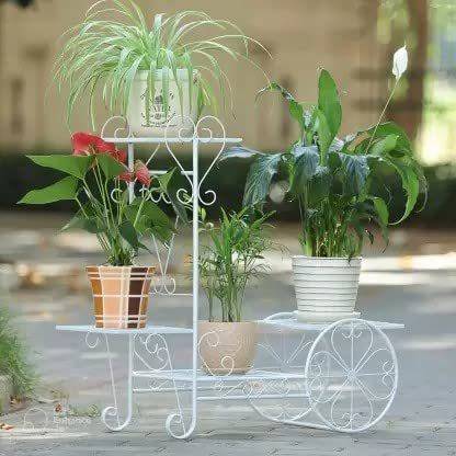 Asad S K Supplier Metal Iron 4 Tier Plant Stand Indoor and Out Door (without Pot)) Plant Container Set