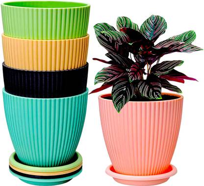 Flipkart SmartBuy Small Flower Pot Outdoor & Indoor Planters with Drainage Hole and Tray Plant Container Set (Pack of 5, Plastic) deal from flipkart Flipkart SmartBuy Small Flower Pot Outdoor & Indoor Planters with Drainage Hole and Tray Plant Container Set (Pack of 5, Plastic) deal from flipkart