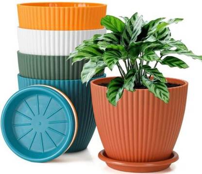 Nursery Hub (Pack of 5) Premium Quality flower pots Planters gamla Pots Plant Container Set