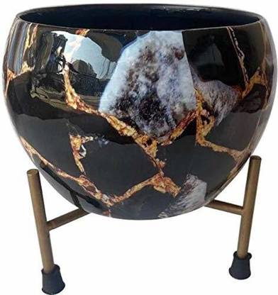 Greenele Plants Pots with Stand -Designer Pots for Indoor/Outdoor Plants Rust Free Metal Plant Pots for Living Room, Balcony and Garden Decor (Plants not Included) (Design7) Plant Container Set