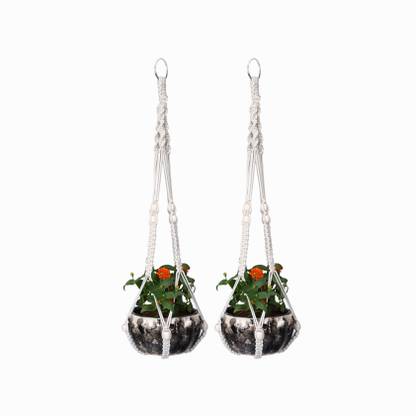 OIKO macrame Plant hangers with wooden breads Plant Container Set