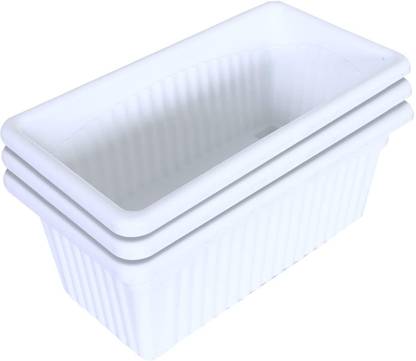 VINSHRA Rectangular Planter/Flower Pot/Balcony (White, Pack of 3 Sets) (White) Plant Container Set