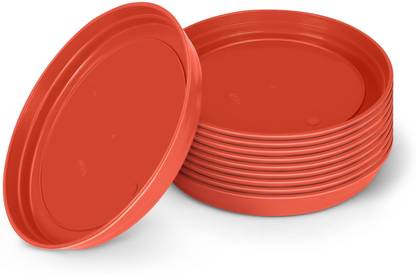 Livzing Bottom Planter Tray-Flower Pots Saucer Base Plate-12 Inch Round Trays -Brown Plant Container Set