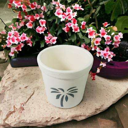 NDR PP-CM-PTWh-P006,1 Ceramic palm tree plant pots Plant Container Set