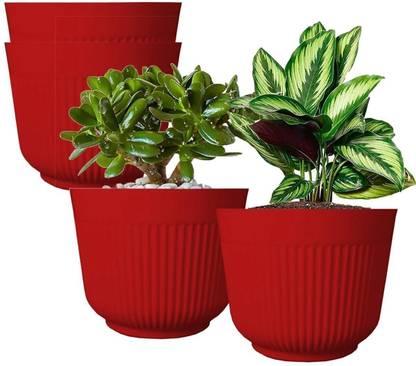IMAGINEA 12 Inch Flower Pots for Gardening, Indoor & Outdoor Unique Design Decorative Plant Container Set