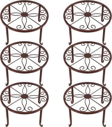 ROSE AHMED 6 Pack Bronze Metal Plant Stands for Flower Pots, Plant Container Set