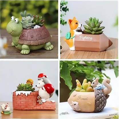 Vikarafty Resin Pot Combo pencil, turtle pot, christmas pot igloo Fleshy Succulent Planter Plant Container Set