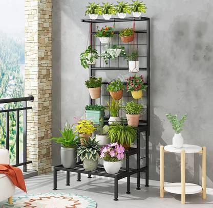 Iron Lands SOLID 4 TIER Hanging Plant Stand Planter Shelves Flower Pot Organizer Rack Plant Container Set