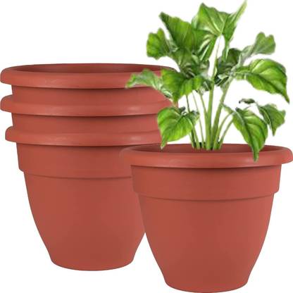 TechBlaze Planters Big Size Flower Pot Stylish Indoor Outdoor Gamla Red Plant Container Set