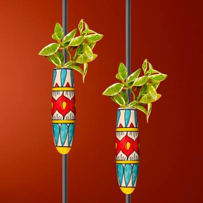 lazy gardener Ceramic Magnetic Planter | Unique Decorative Planter Stand Set of 2 Plant Container Set