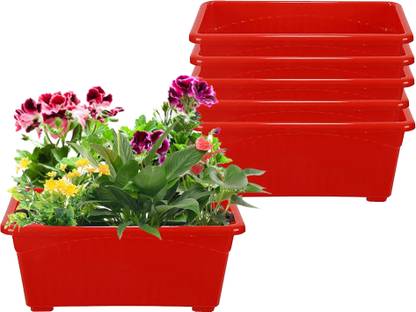 IMAGINEA Plastic Window Planters 14” Plant Pots for Home Plants | Floor Pots for Lawns Plant Container Set