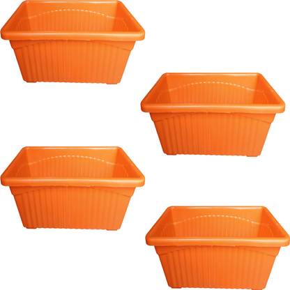 MartesPoint Orange Large Rectangular Jupiter Plant Pots for Vivid Balcony & Garden Displays Plant Container Set