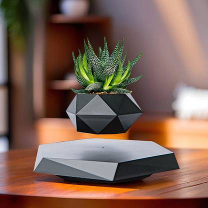 Ekhasa Black Magnetic Levitating Flower Pot | Levitating Plant Pot | Floating Plant Pot Plant Container Set