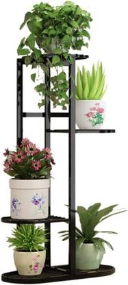 Bee Creative Multi-Tiered Flower Pot Stand - Indoor 4 Layer Iron Display Rack Plant Container Set