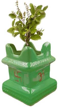 Asian ceramic Stores Ceramic Planter Pot Square Shape - Medium (White Color, 13 cm) Plant Container Set