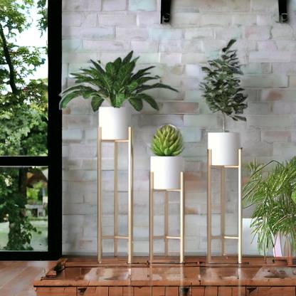 CRUST OVERSEAS Luxury Indoor Outdoor Planter Set Of 3 Plant Container Set