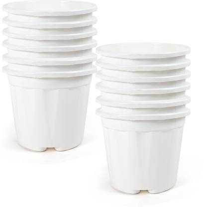 YK PLASTICS 8inch-np-white-12,Flower pot for gardening use Plant Container Set