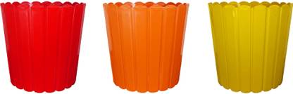 Kritika Enterprise Fancy Designer 10" inch 1-Red, 1-Orange, 1-Yellow Plant Container Set