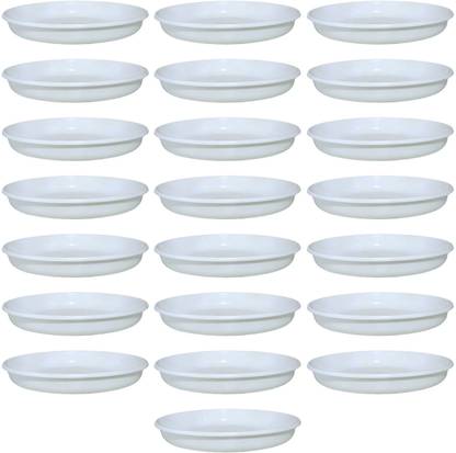 RGDECOR 22 Pcs - 8 Inch White Bottom Tray | Pot Saucer | Pot Plate for Plants | Pot Tray Plant Container Set
