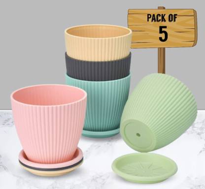 Hanzo Flower Pots with tray for Home & Decoration Planters,Terrace,Garden Etc Plant Container Set