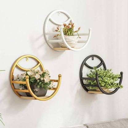 ICON CREATION Wall Mounted Hanging Planter Rack Flower Pot Stand Plant Holder (Pack Of 03) Plant Container Set
