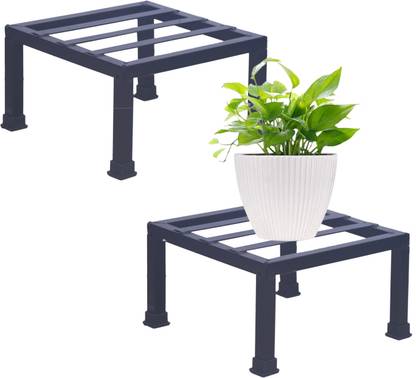 VINAMRA28 Premium Strong Square Stand For indoor and Outdoor Plants, Black - set of 2 Plant Container Set