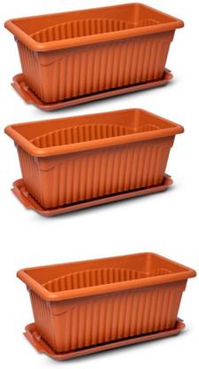 GREENLIVE Royal 13 Inch Rectangular Planter pot Plant Container Set