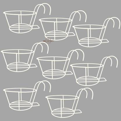 Homely Get Crafty White Hanging Flower Pot Holder Railing Potted Plant Stand Plant Container Set