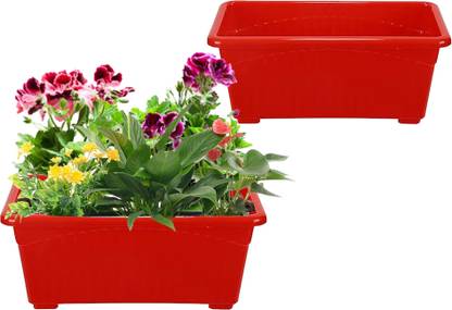 इमेजिनिया Plastic Rectangular Flower Planters for Balcony | Jupiter Pots for Floor Pots प्लांट कंटेनर सेट