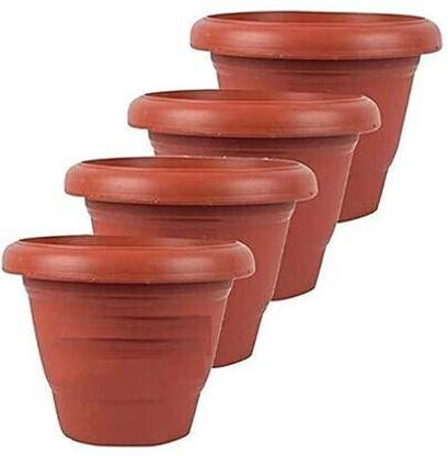 Dervino 12 inch Brown Gamle Heavy Duty Round Gardening Planter Pots for garden Plant Container Set