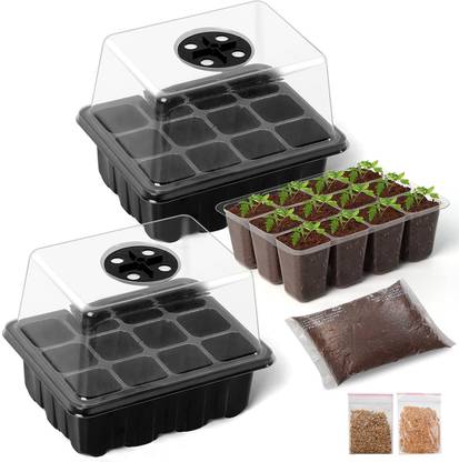 ABOUT SPACE Seedling Tray (2 Pack x 12 Cells) - Seed/Plant Starter Kit Plant Container Set