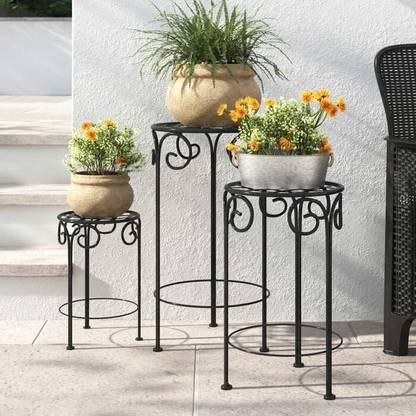 Acrylic Design Art Round Nesting Plant Stand SET OF 3 Plant Container Set