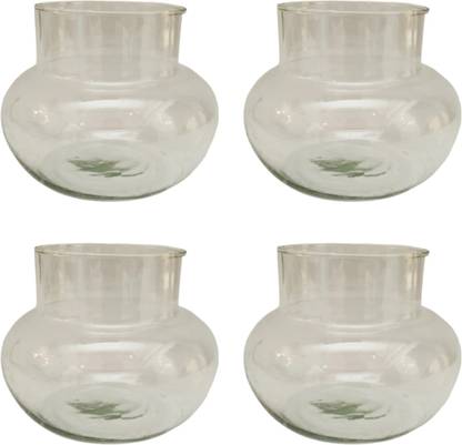 Nursery Hub Pack of 4 Premium Glass Lucky Bamboo plant Pots Vase Plant Container Set