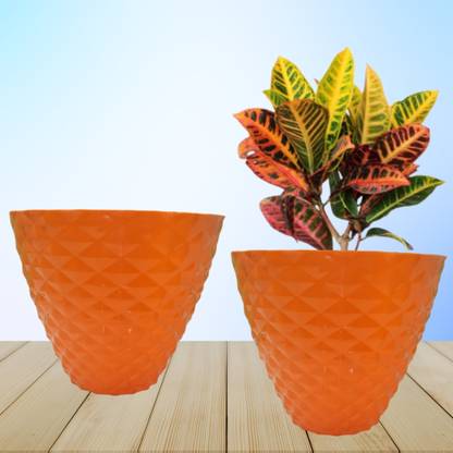 AverVera 10 Inch Big Plant Pots, Flower Pots Outdoor Indoor, Orange Planters, Plant Container Set