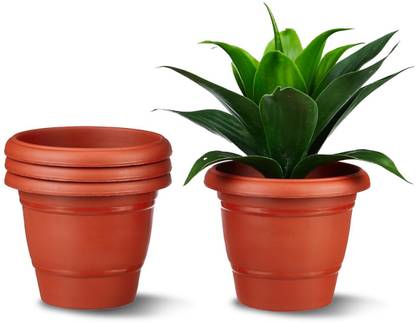 Cinagro Round Pot (9.8 inch) Gamla Pot, UV Treated Planter, Heavy-Duty, Plant Container Set