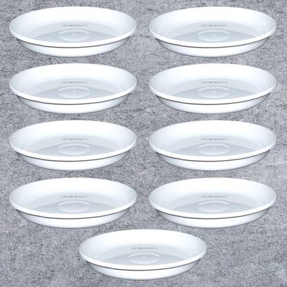 RGDECOR 8 Inch-9 White Pot Plate Plant Tray Bottom Tray Plant Saucer Pot Plate Pot Tray Plant Container Set