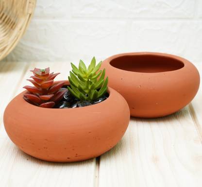 GOLD DUST Earthen Pot for Small Plants Plant Container Set