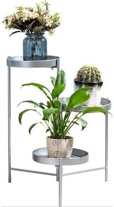 Acrylic Design Art Free Form Pedestal Plant Stand GREY Plant Container Set