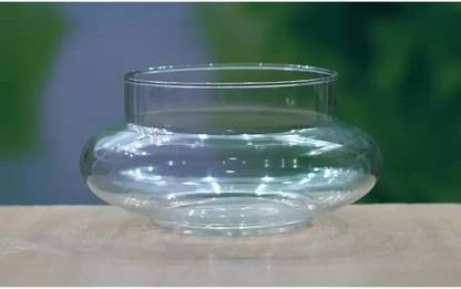 MAGICMOON Glass Flower Vase, 5 Layer Lucky Bamboo Glass Pot (Poori Shape Pot) - 6 Inches Plant Container Set