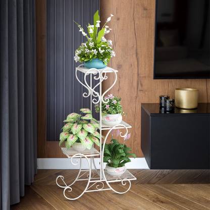 Acrylic Design Art Metal Plant Stand Flowers Rack 4 Tier Tall Corner Plant Shelf Flower Pot Holder Plant Container Set