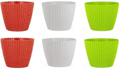 Fragrancia Stylish and Unique 2-Orange, 2-White, 2-Lemon Green Plant Container Set