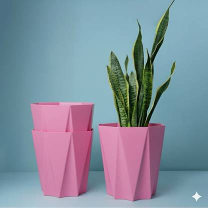 UBBISKART 10 Inch dyna pot (PINK ,3PCS) Flower Pot for Home, Indoor & Outdoor Gamla Plant Container Set
