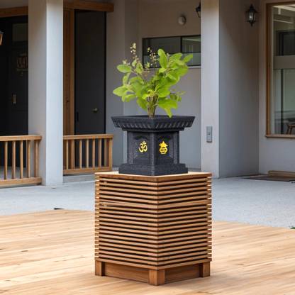 Yuccabe Italia FOXB 12 Inch Tulsi Planter Pot for Indoor | German Polymer Gamla for Pooja Plant Container Set