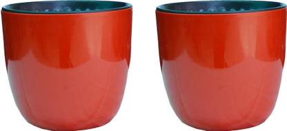 Ridge Point 7 Inch Self-Watering Sunny Pot in Red | Weather-Resistant, Long-Lasting | Plant Container Set