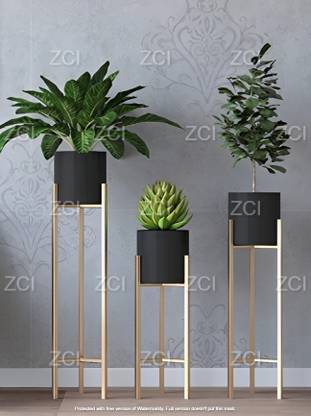 ZINCOPP Metal Stand With Planter Pot, Pieces Plant Container Set