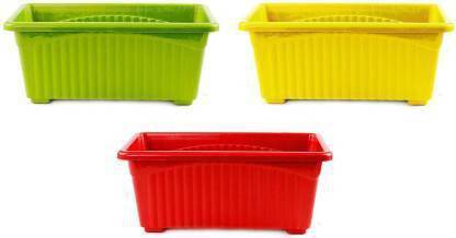 Ramanuj (Pack of 3) Jupiter Rectangular Plastic Pots for Plants, Jupiter Flower Pots for Home, Window Display, Garden ,vegetable tray 3 pc Plant Container Set