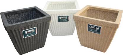 Gamla By GTC ROTO Moulding SPARK SQUARE Planter (14inch) MARBLE WHITE (1PC) Plant Container Set