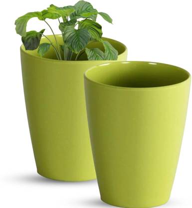 UBBISKART Unbreakable Premium Quality COlOUR GREEN Pack of 2 Pieces And Size 14inches Plant Container Set