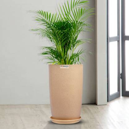 HOMESTIC by Kuber Industries Marble Emerald Flower Pot for Home & Garden with Tray|18 Inch|Beige Plant Container Set